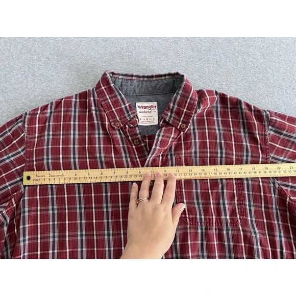 Wrangler Rugged Wear Check Plaid Button Down Shirt Sz Large Western Comfort Gorp - Picture 8 of 12